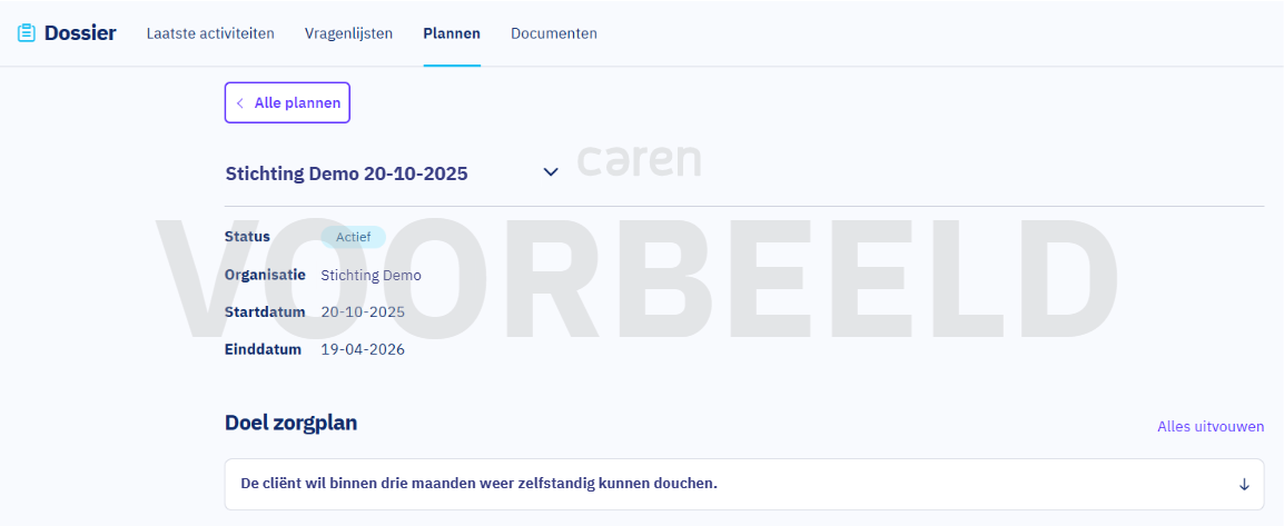 Voorbeeld detailweergave van een plan