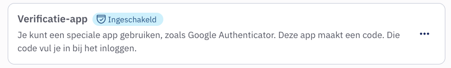 Verificatie-app ingeschakeld in Caren