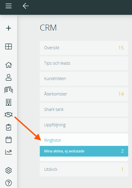 Ringlistor i CRM