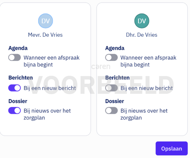 E-mailmeldingen instellen in Caren