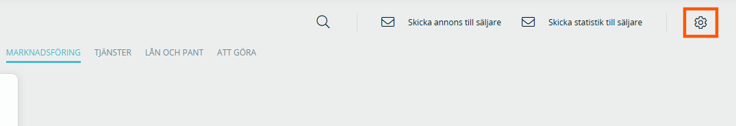 Bildtext: Inställningar under fliken marknadsföring på objektet.