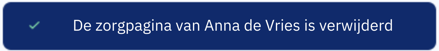 Bevestiging verwijderen zorgpagina