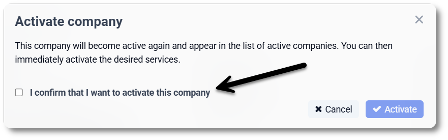 Activate an archived company
