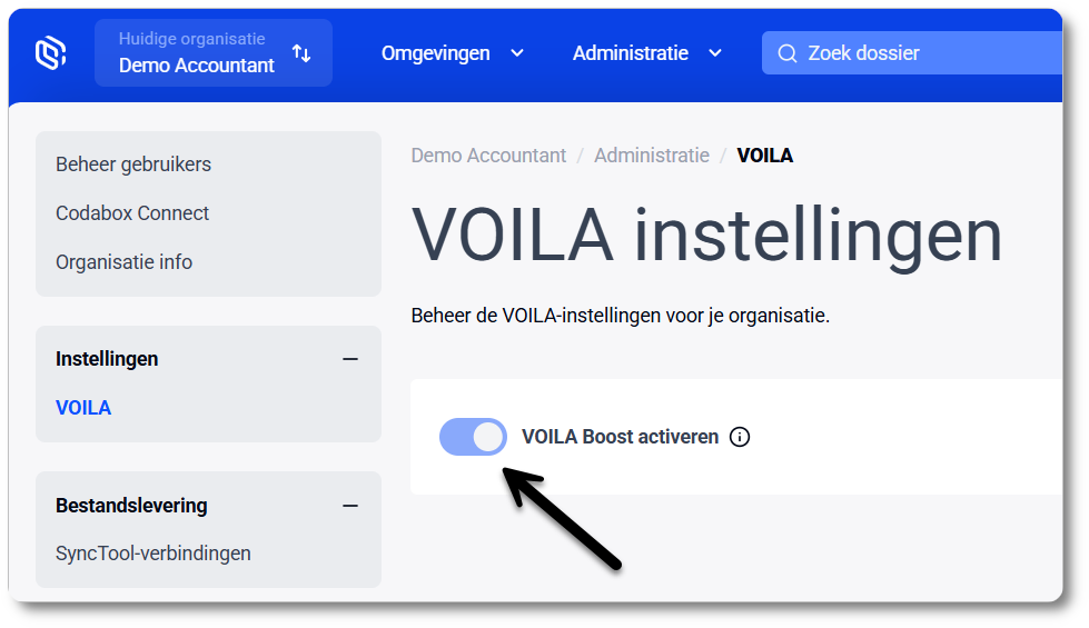 Schakelaar: VOILA Boost activeren