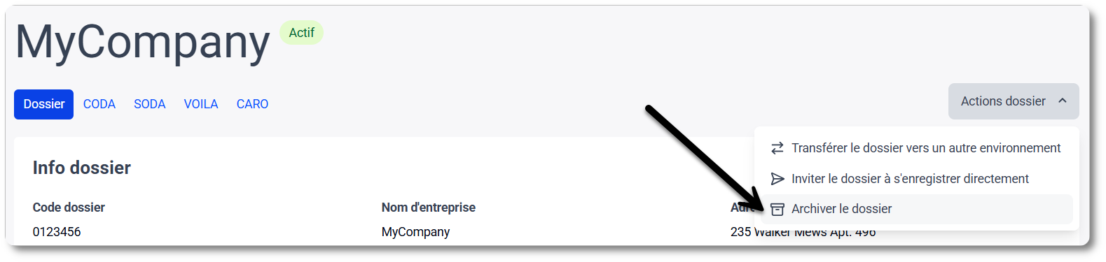 Archiver un client dans MyCodabox
