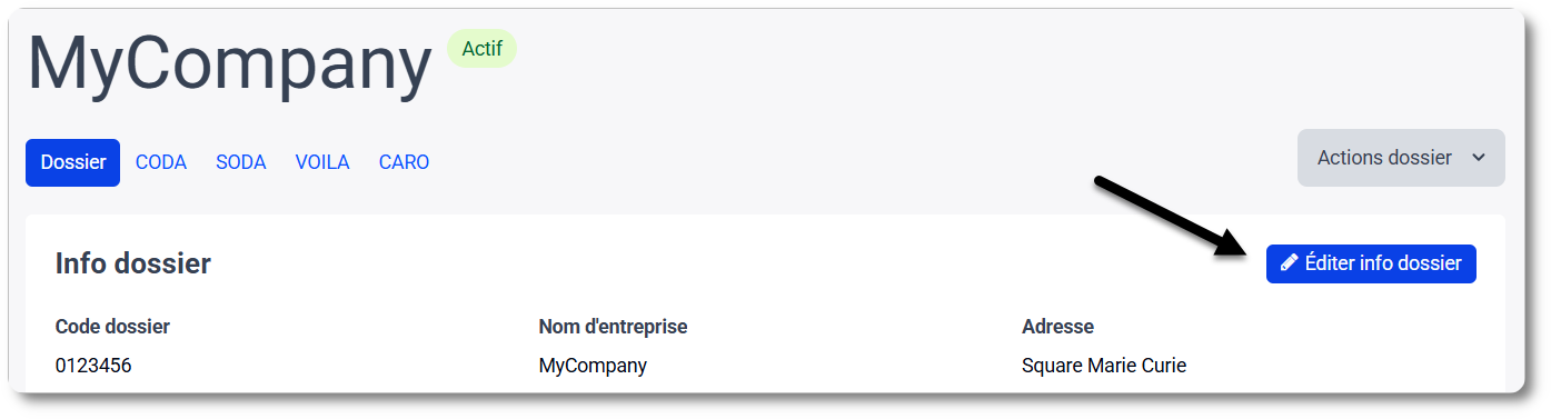 Accéder aux données d'un dossier dans MyCodabox et les adapter