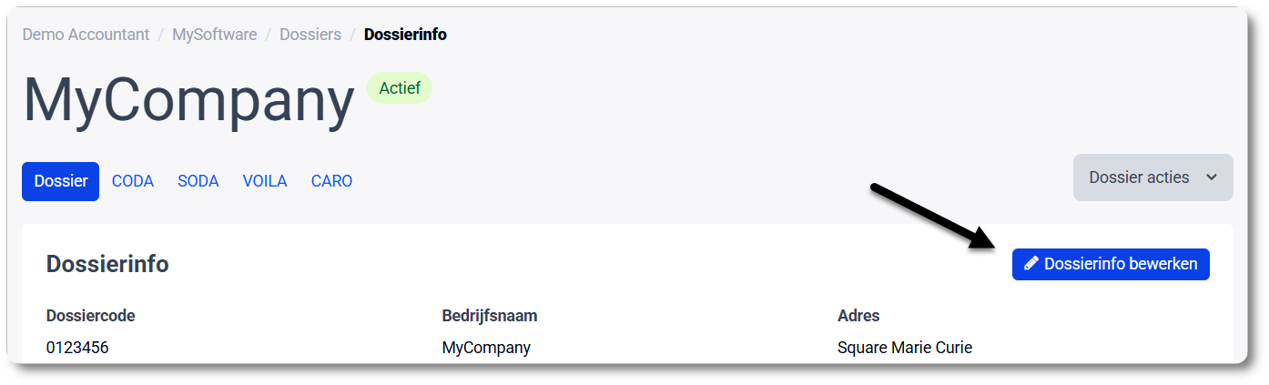 Dossierinfo bewerken