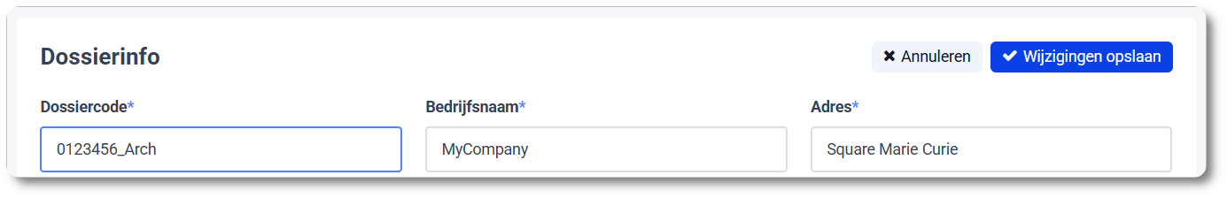 Dossiercode hernoemen