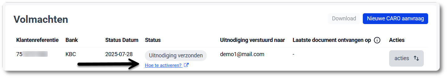 Instructies activatie met kaarthouder delen