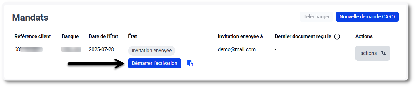 Activer CARO via le lien