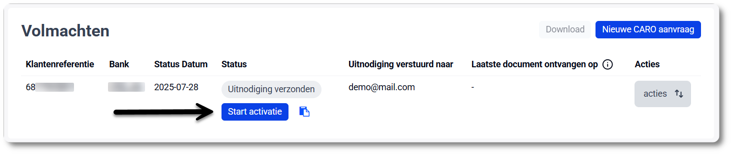 CARO activeren via link