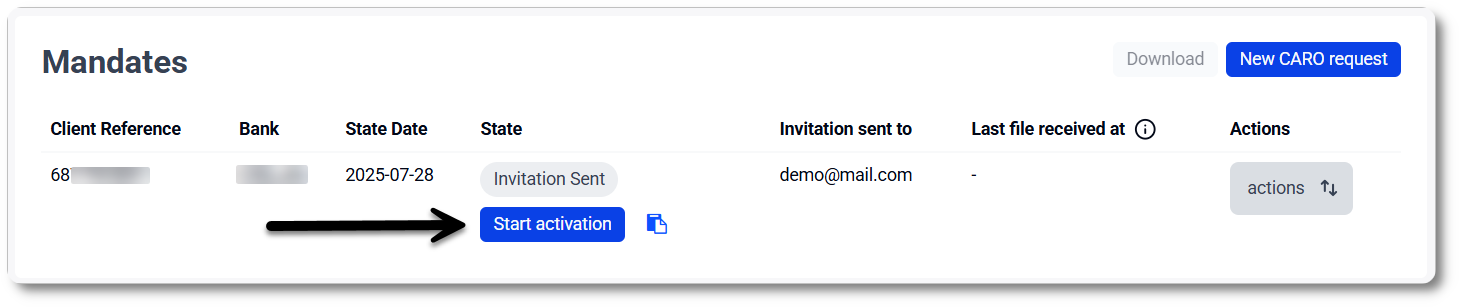 Activate CARO via the link