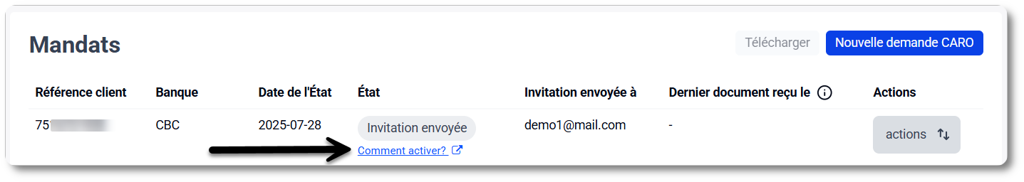 Activer CARO pour KBC: partager les instructions d'activation avec le titulaire de la carte