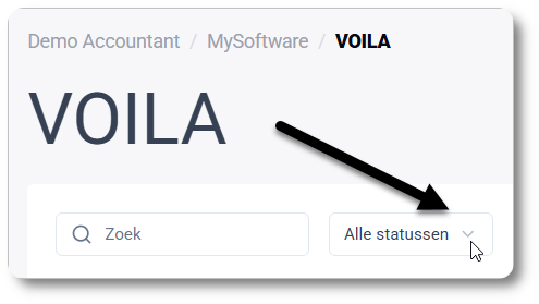 VOILA aanvragen filteren op status