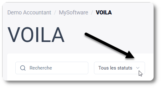 Filtrer les demandes VOILA par statut