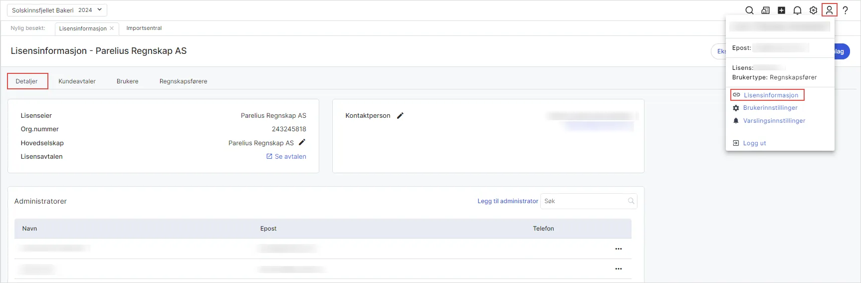 Lisensinformasjon Detaljer