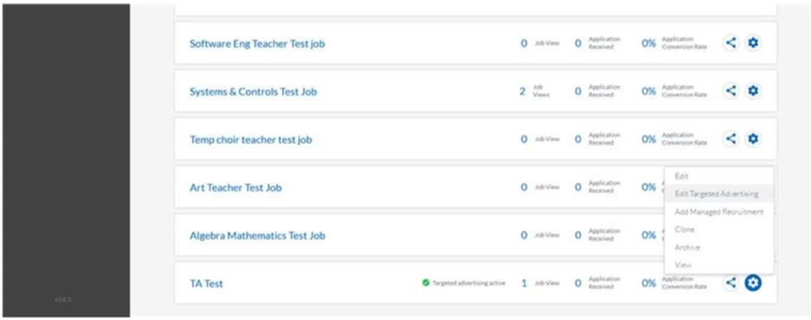 Staff Management edit targeted advertising