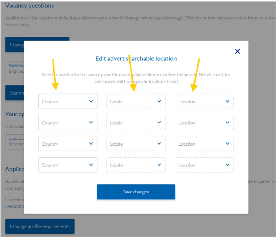 Staff Management edit advert searchable location