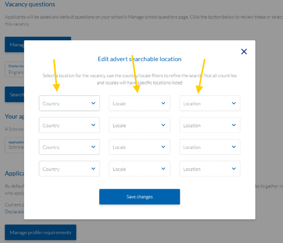 Staff Management edit advert searchable location