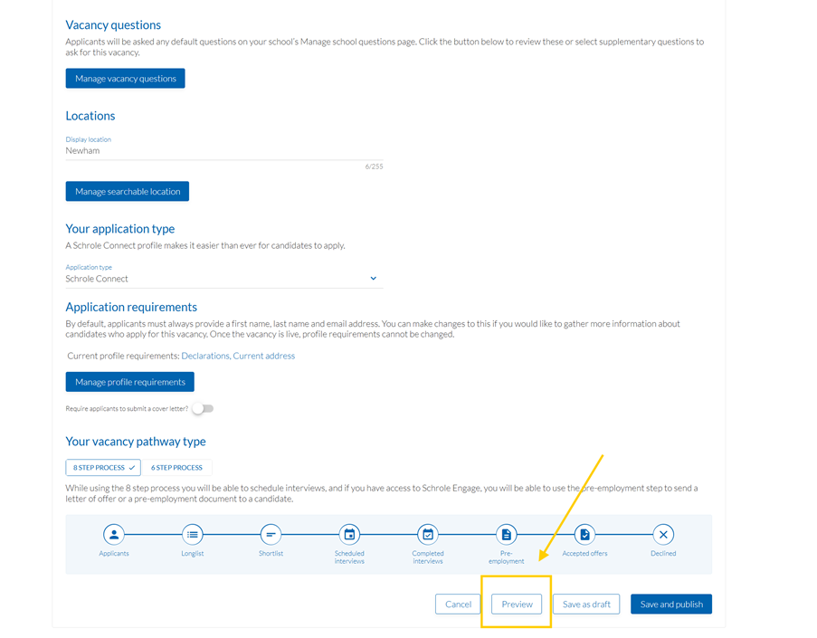 Staff Management preview vacancy