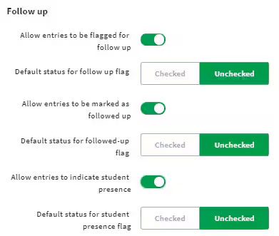 Wellbeing categories follow up options