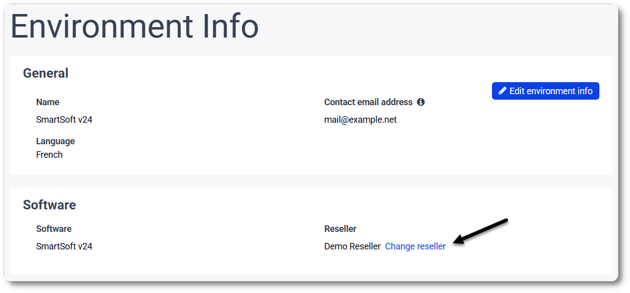 Change the reseller of the software
