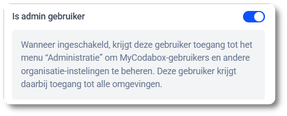 Activeer de schakelaar om admin-rechten te geven