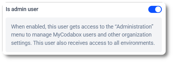 Activate the toggle to give Admin rights