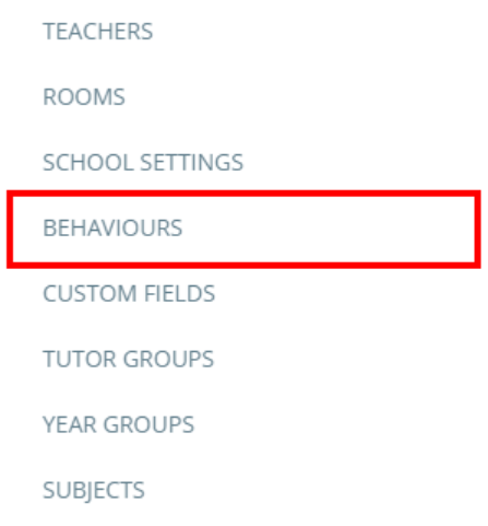 Class Charts behaviours menu