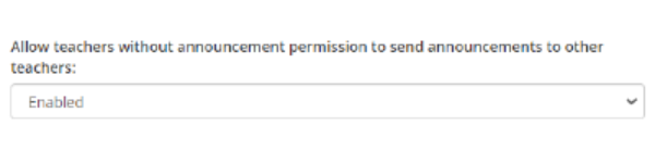Class Charts allow teachers without announcement permission to send announcements to teachers