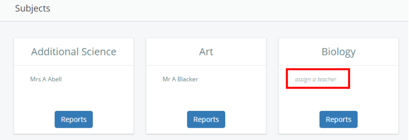 Class Charts subjects assign a teacher