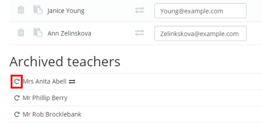 Class Charts Unarchive button