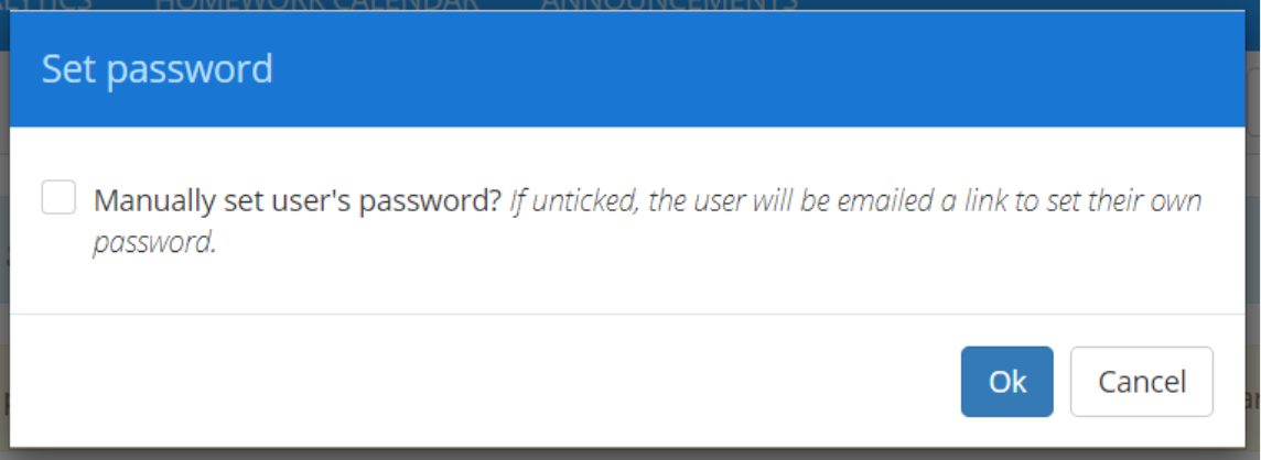 Class Charts set password popup