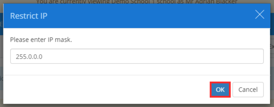 Class Charts restrict IP popup