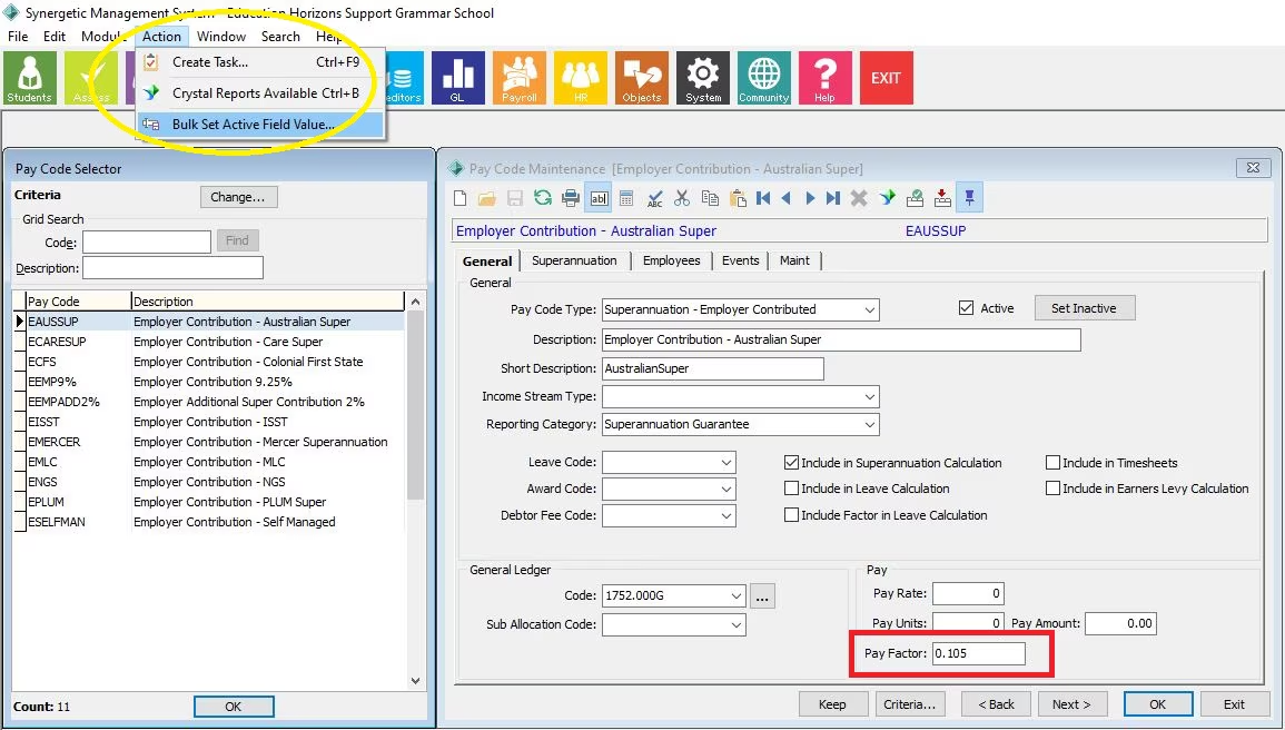 Bulk Set Payroll Value