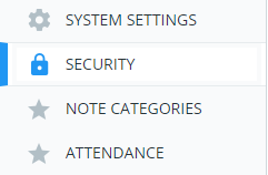 Class Charts Security menu
