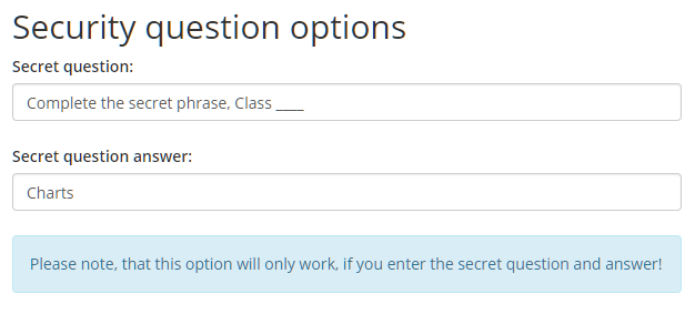 Class Charts security question