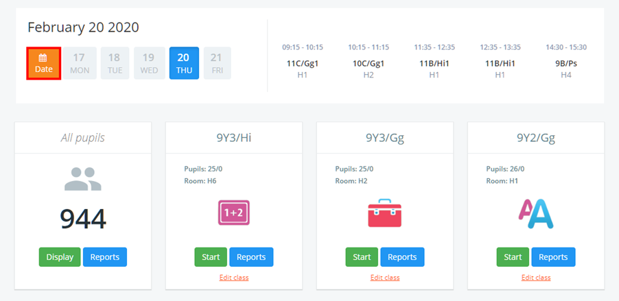 Class Charts timetable date button