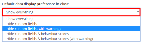 Class Charts Udefault display preference