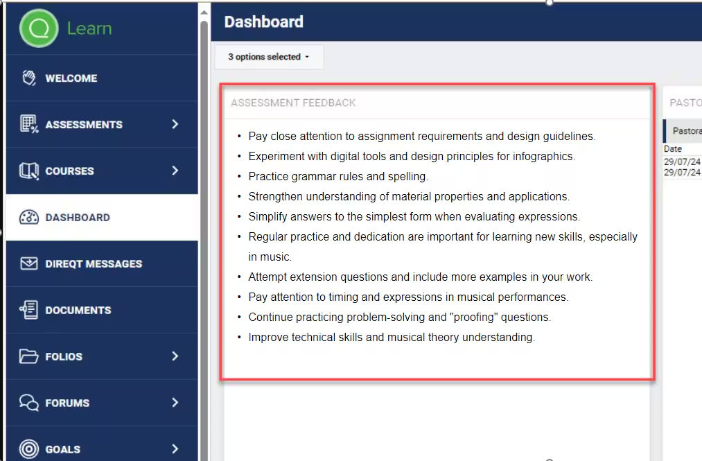 SEQTA AI Summarised Assessment Feedback screenshot
