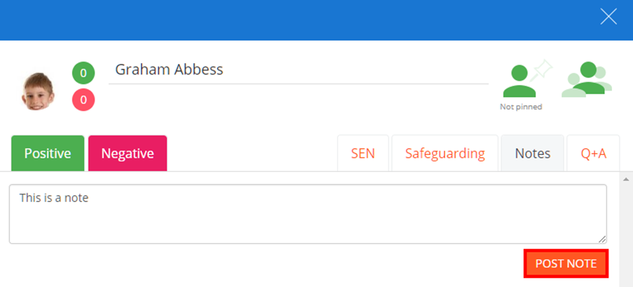 Class Charts pupil note example