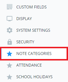 Class Charts note catergories settings