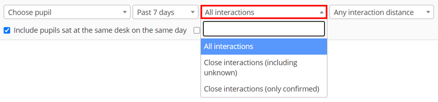 Class Charts interaction history interaction type options 2