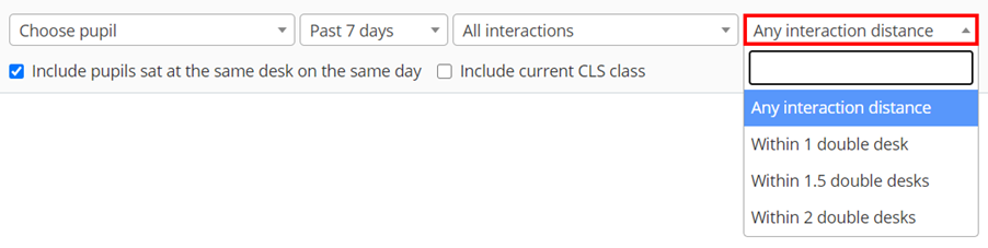 Class Charts filter by interaction distance