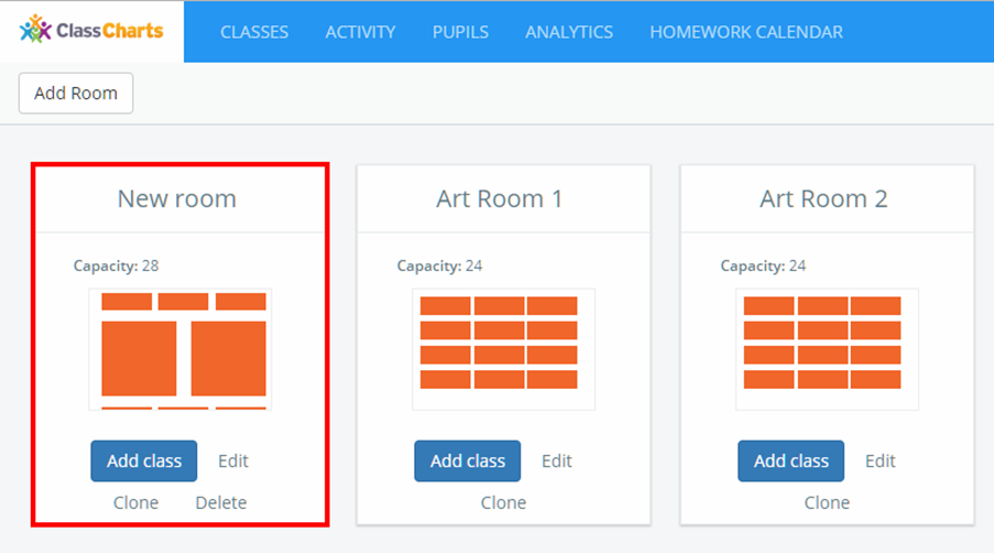 Class Charts add created room