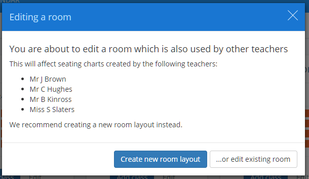 Class Charts edit warning