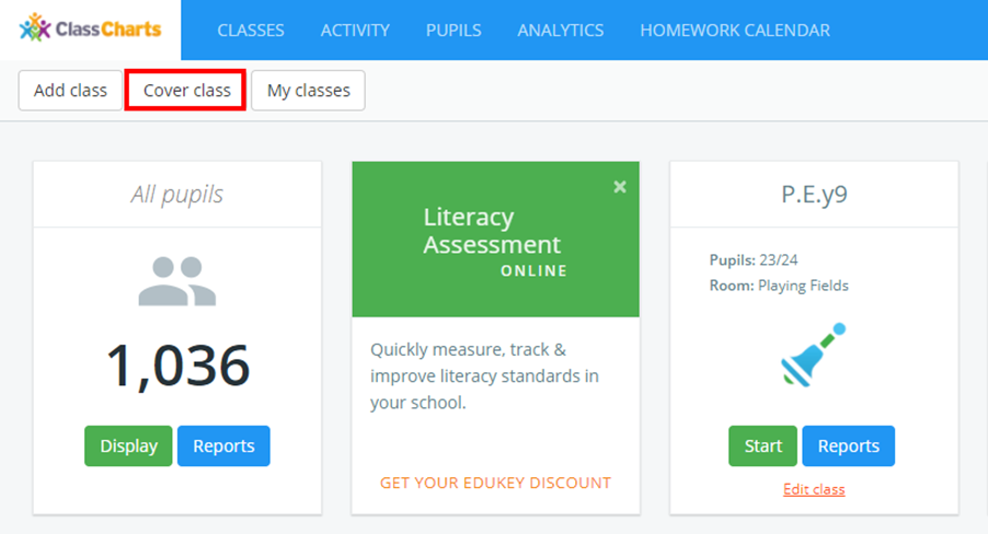 Class Charts cover class button