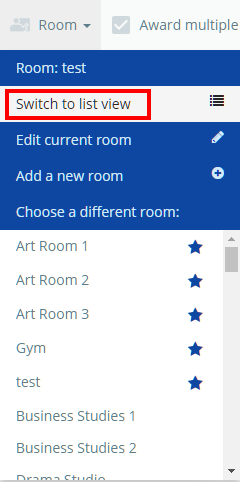 Class Charts list view button