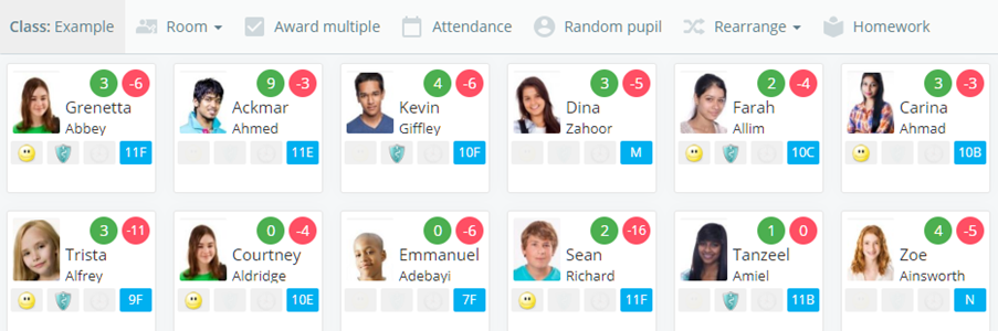 Class Charts list view example