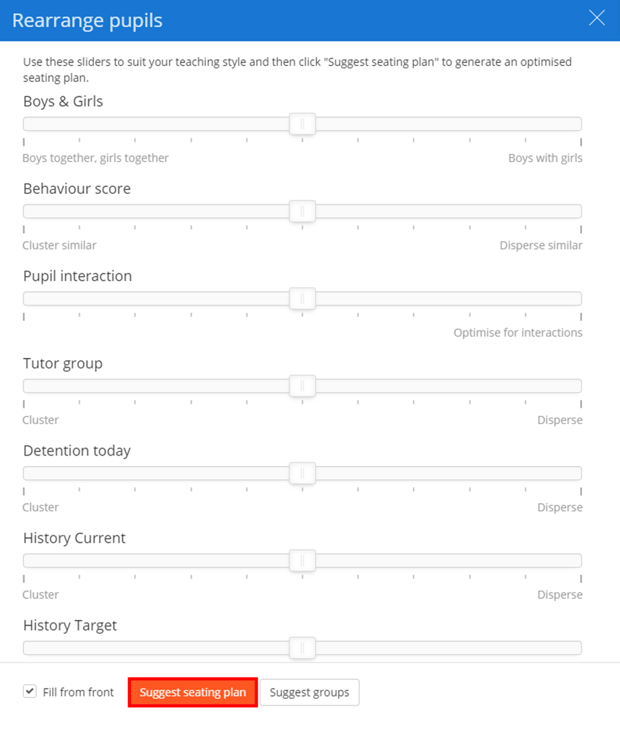 Class Charts rearrange pupils sidebar